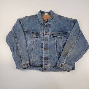 Vintage 90s Levi’s Denim Trucker Distressed Jacket 70598 4891 Blue Mena Size XL